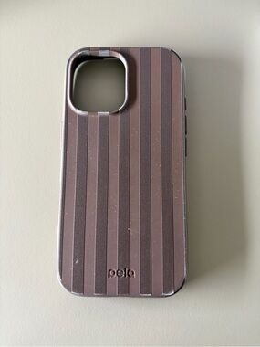 Pela Brown Striped Protective Phone Case - Sustainable Design - iPhone 17